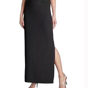 St. John Basics Vintage Santana Black Side Slit Maxi Skirt